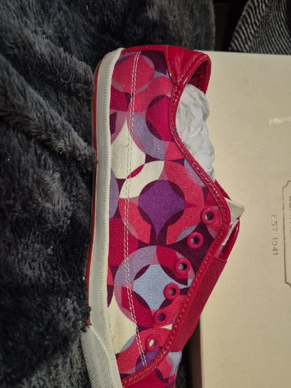 Coach Poppy Valentine  Pink & Purple Patterned Canvas Slip-On Sneakers